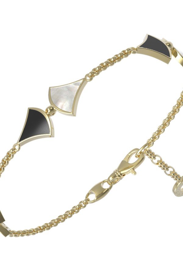 Браслет из лимонного золота c ониксом и перламутром