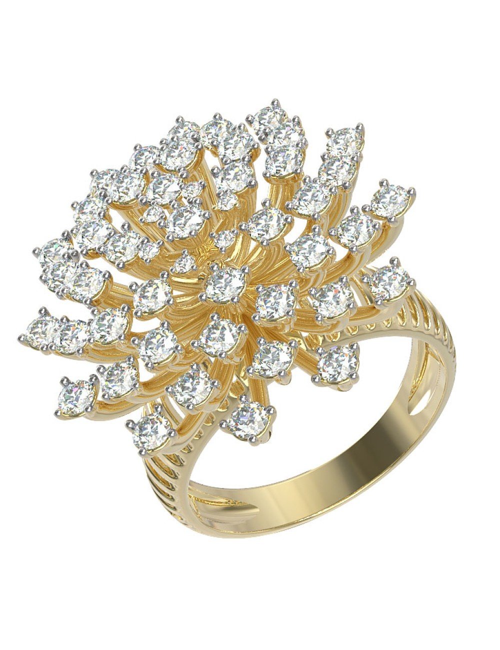 Кольцо из лимонного золота c бриллиантами