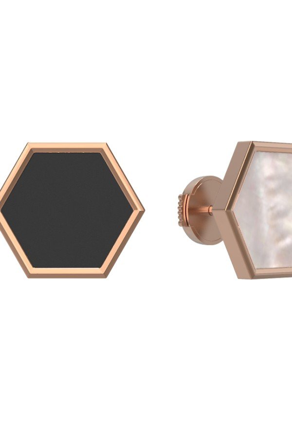 Серьги из золота c ониксом и перламутром