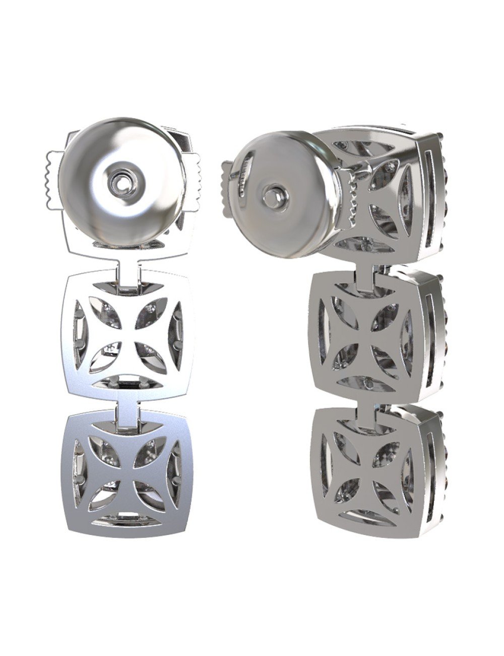 Серьги из белого золота c бриллиантами и сапфиром