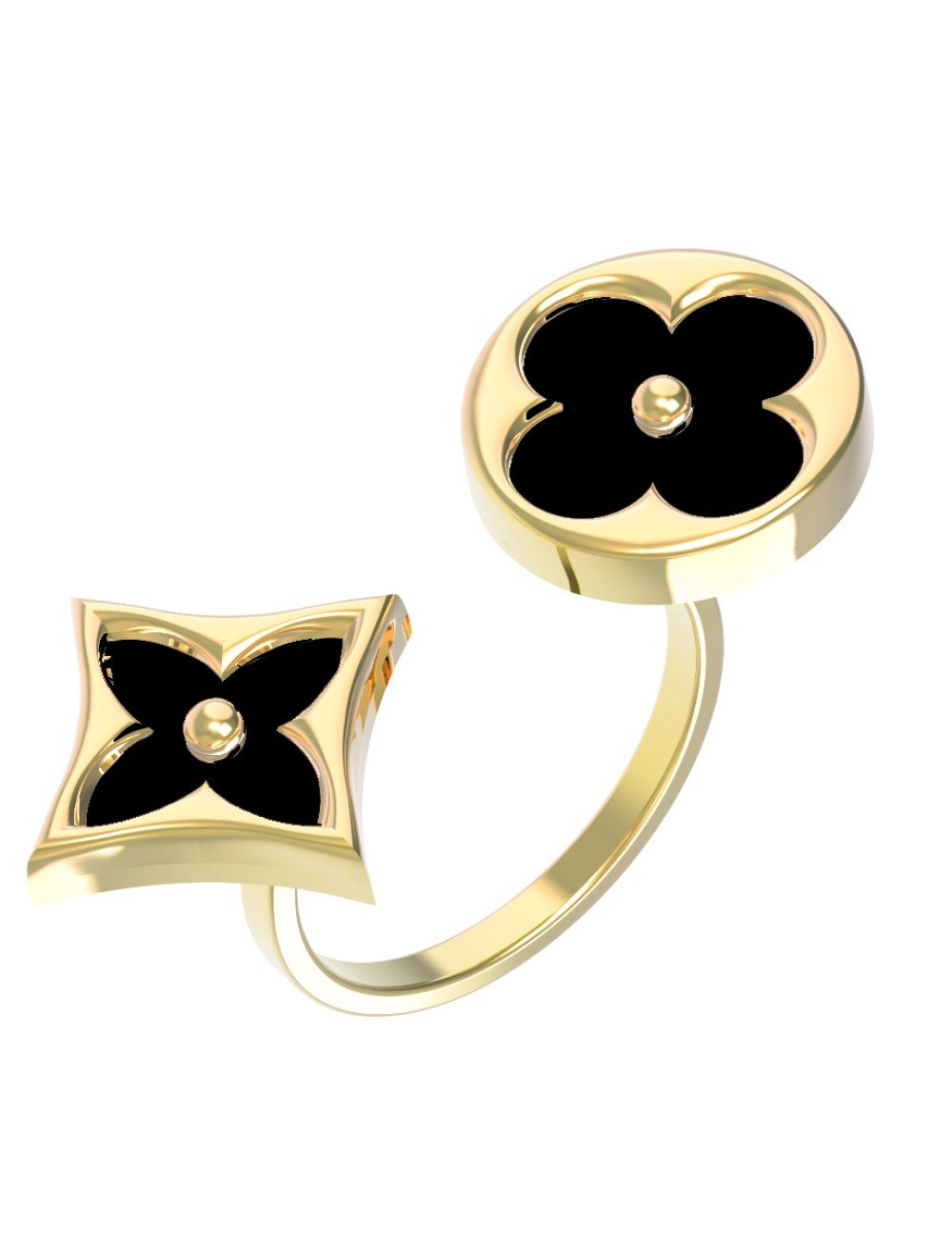 Кольцо из лимонного золота c ониксом