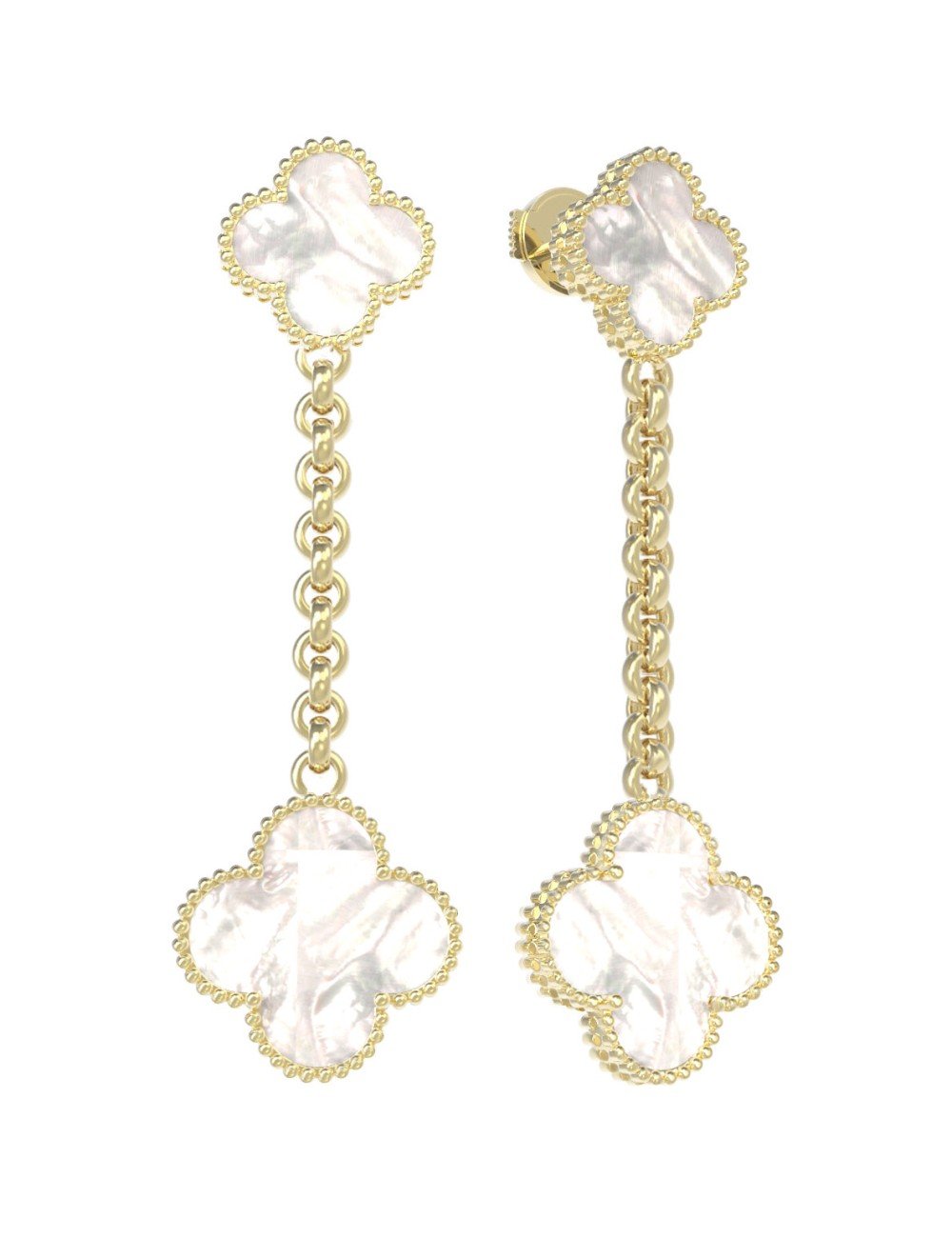 Серьги из лимонного золота c перламутром