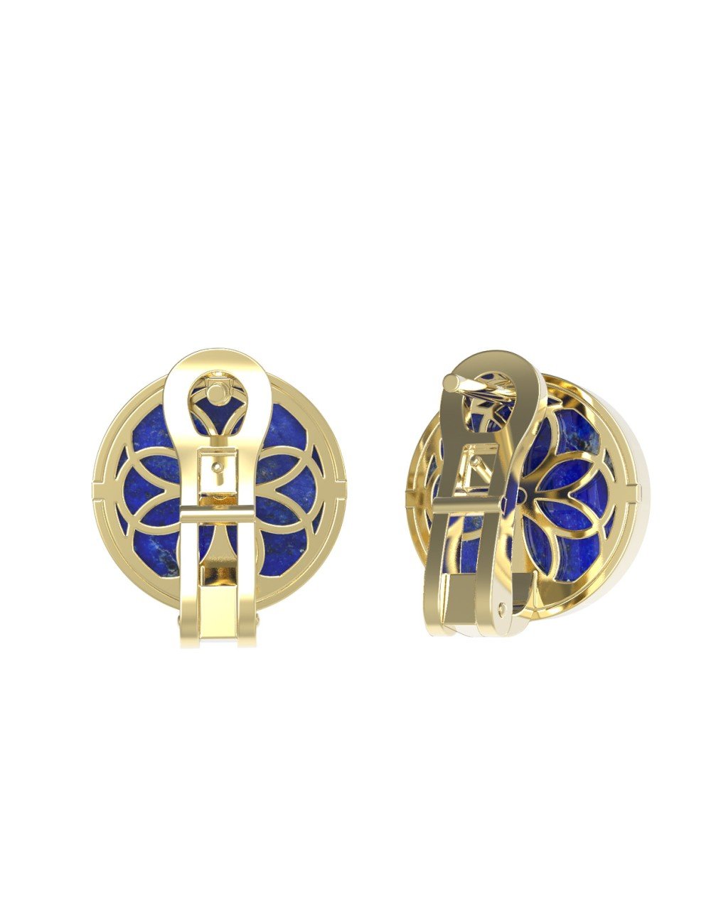 Серьги из лимонного золота c бриллиантами и лазуритом