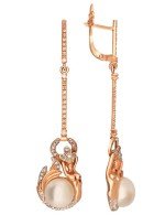 Серьги из золота c бриллиантами и жемчугом