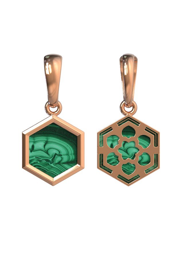 Подвеска из золота c малахитом