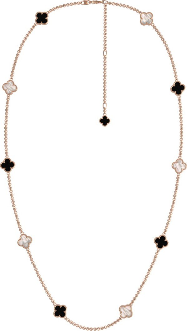 Колье из золота c ониксом и перламутром