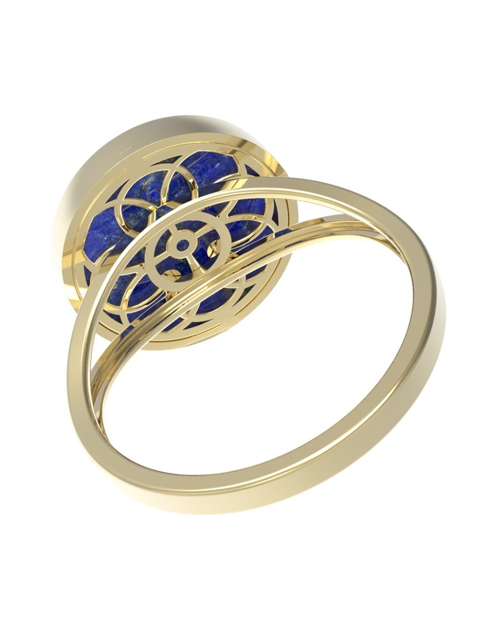 Кольцо из лимонного золота c бриллиантами и лазуритом