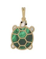 Подвеска из лимонного золота c эмалью, малахитом и перламутром
