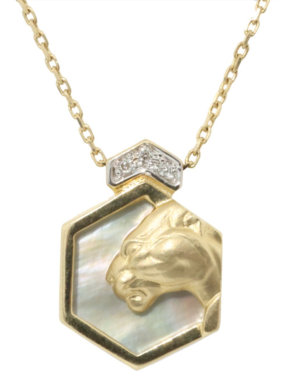 Колье из лимонного золота c бриллиантами и перламутром