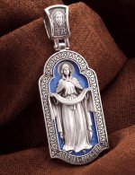 Образок из белого золота c эмалью