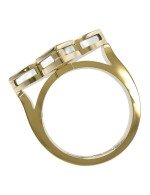 Кольцо из лимонного золота c бриллиантами и перламутром