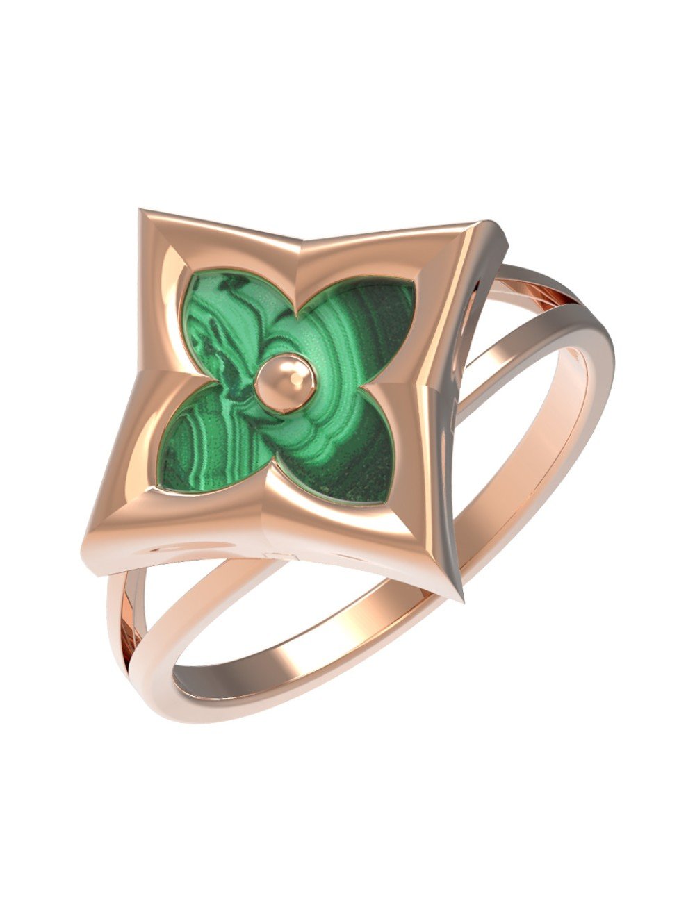 Кольцо из золота c малахитом