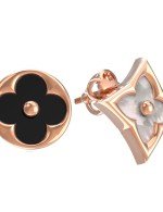 Серьги из золота c ониксом и перламутром