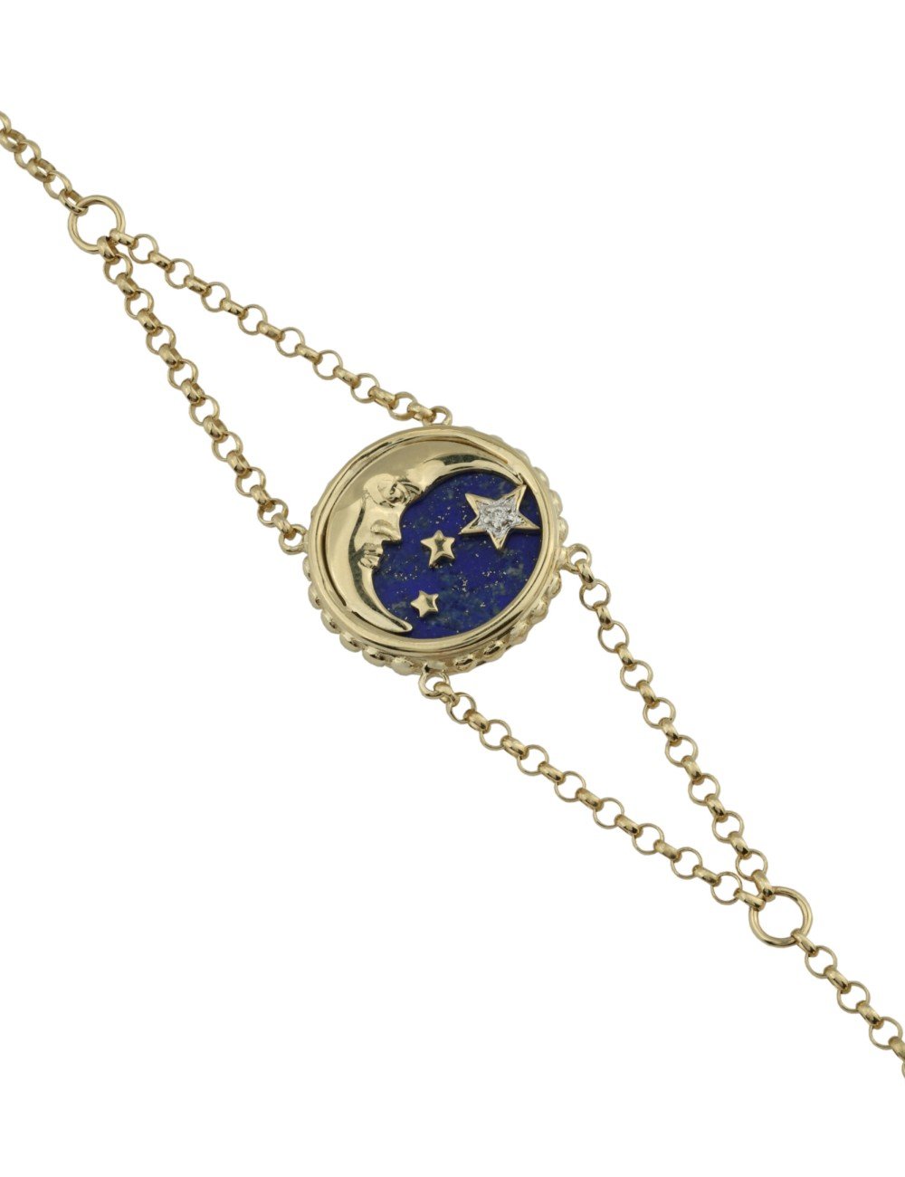 Браслет из лимонного золота c бриллиантами, лазуритом и перламутром