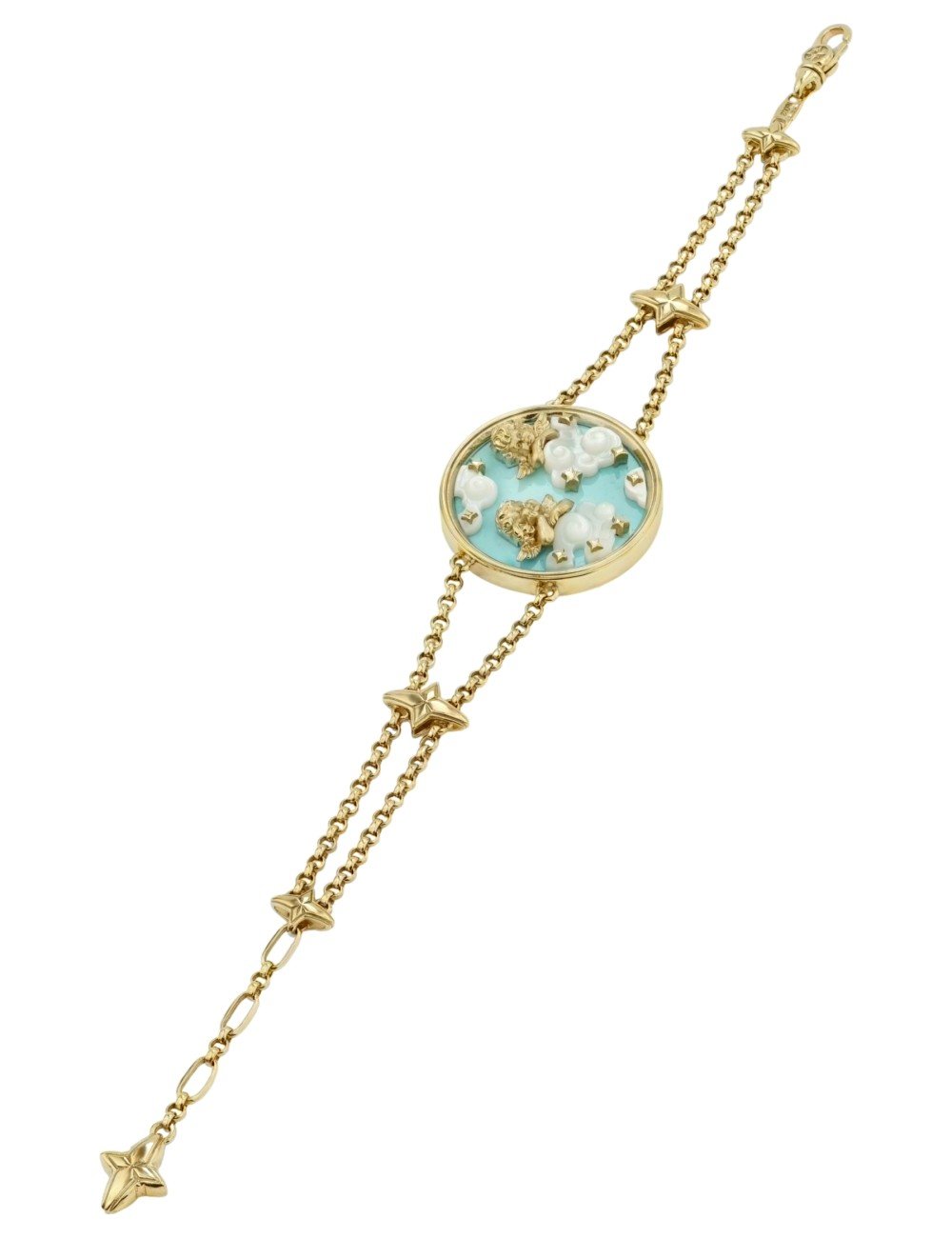 Браслет из лимонного золота c бирюзой и перламутром