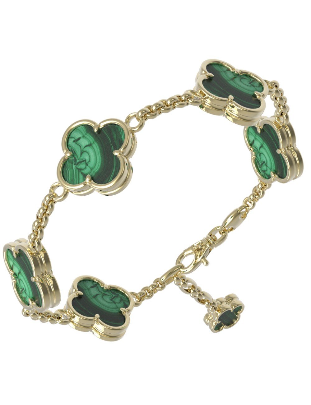 Браслет из лимонного золота c малахитом