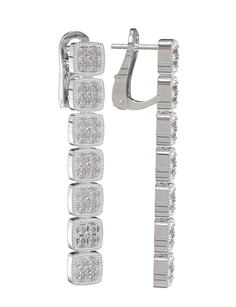 Серьги из белого золота c бриллиантами