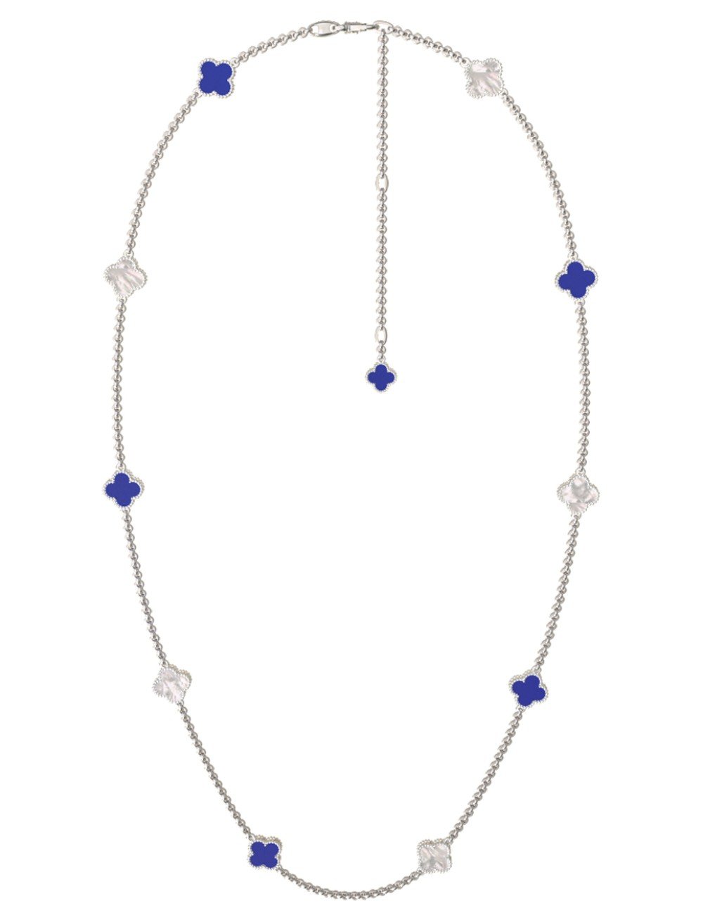 Колье из белого золота c лазуритом и перламутром