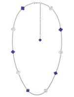 Колье из белого золота c лазуритом и перламутром