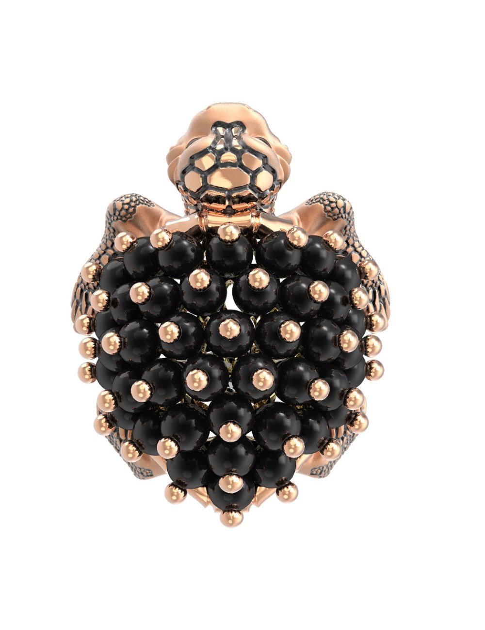 Кольцо из золота c эмалью и ониксом