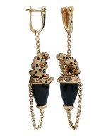 Серьги из золота c эмалью и ониксом