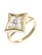 Кольцо из лимонного золота c бриллиантами и перламутром