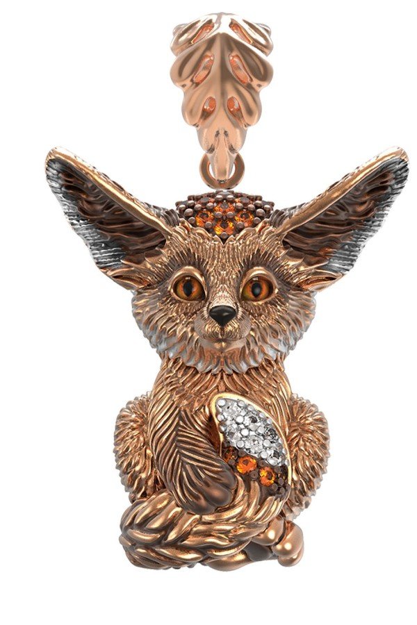 Подвеска из золота c эмалью и фианитом