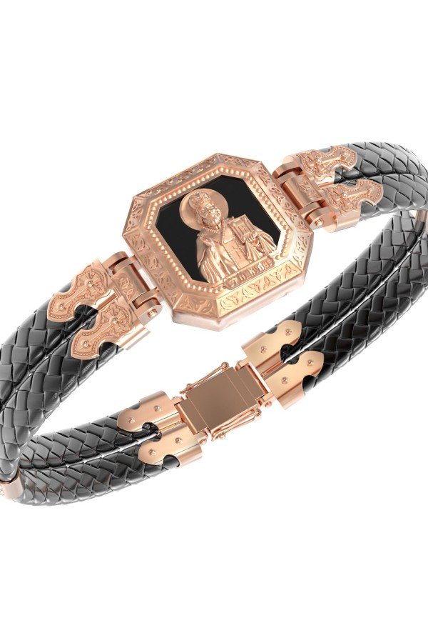 Браслет из золота c шнурком и ониксом