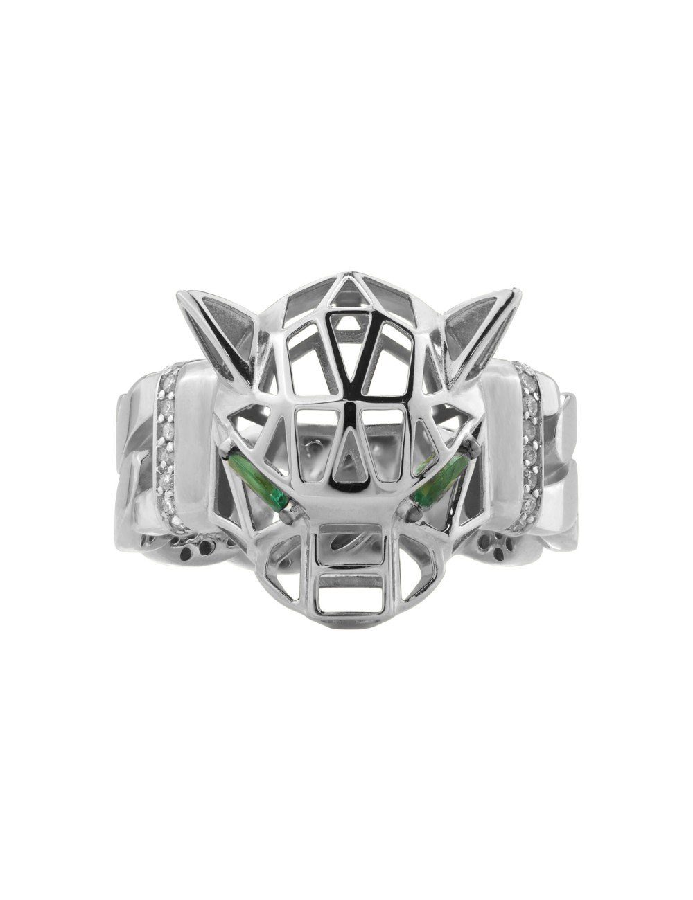 Кольцо из белого золота c бриллиантами и изумрудом