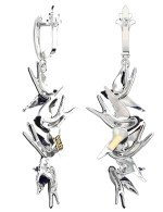 Серьги из белого золота c эмалью