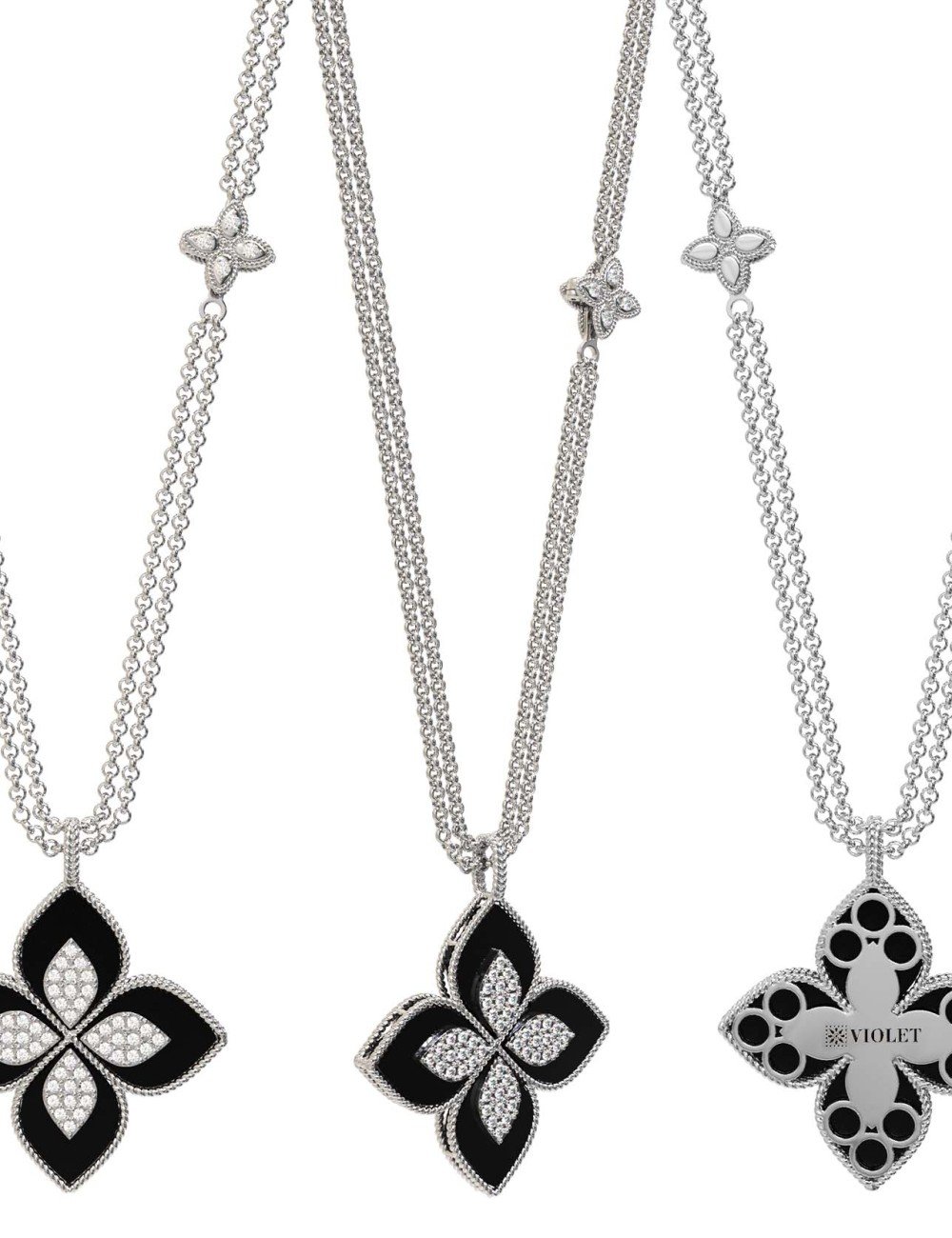 Колье из белого золота c бриллиантами и ониксом