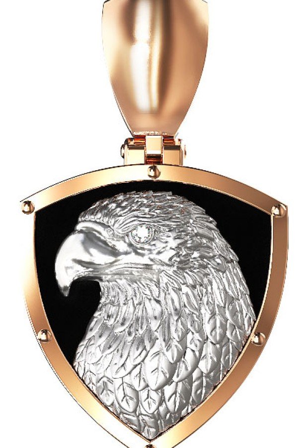 Подвеска из золота c бриллиантами и ониксом