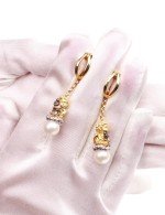 Серьги из лимонного золота c жемчугом