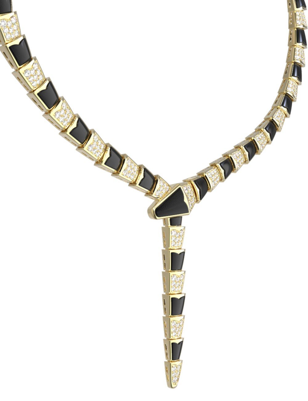 Колье из лимонного золота c бриллиантами и ониксом