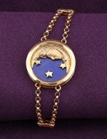 Браслет из лимонного золота c бирюзой и лазуритом