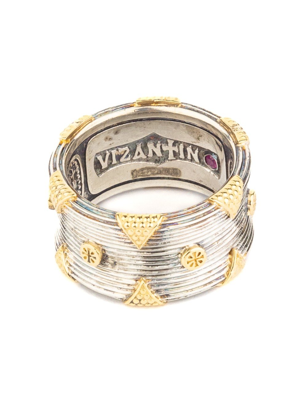 Кольцо из серебра и золота c рубином