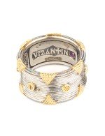 Кольцо из серебра и золота c рубином