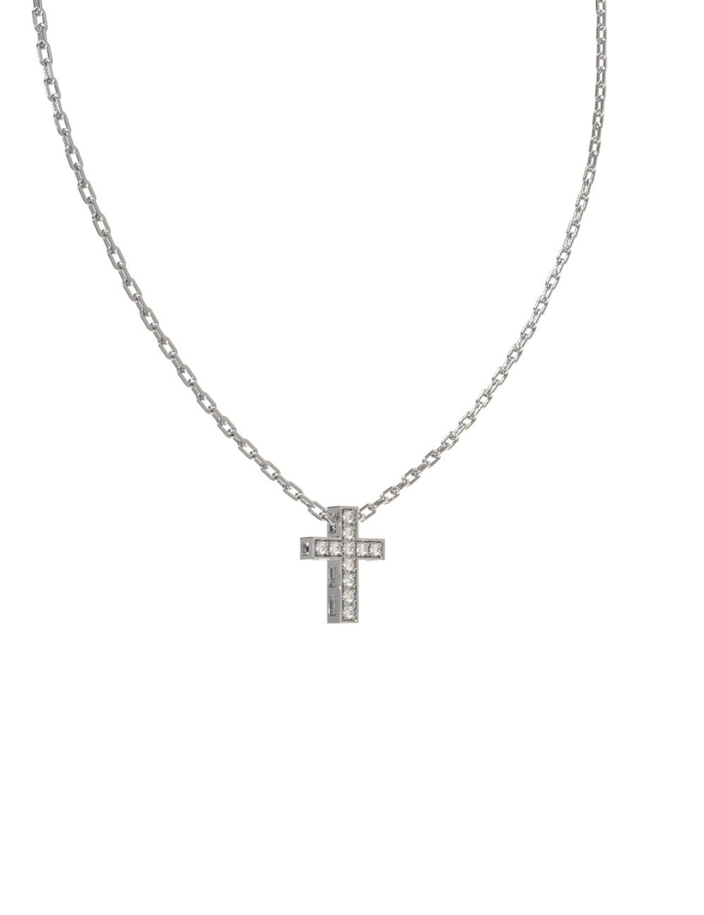 Крест из белого золота c бриллиантами