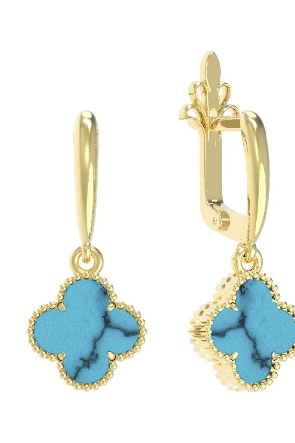 Серьги из лимонного золота c бирюзой