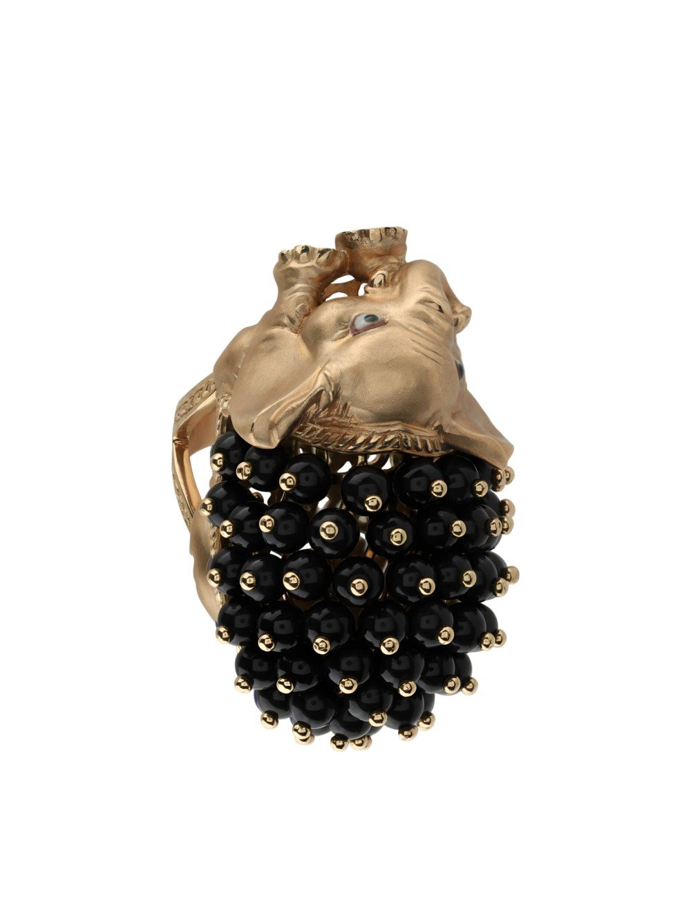 Кольцо из золота c эмалью и ониксом