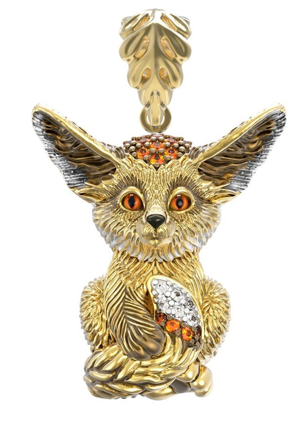 Подвеска из лимонного золота c эмалью и фианитом