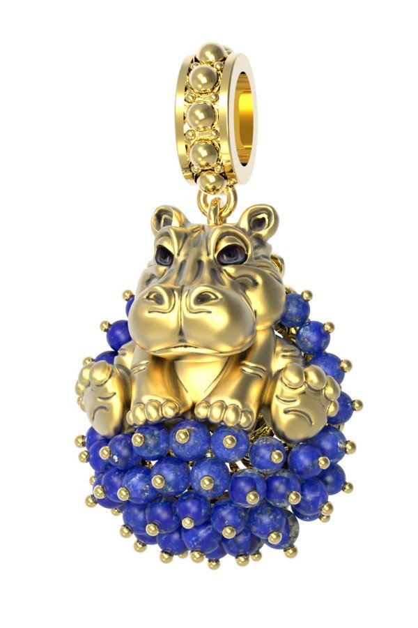 Подвеска из лимонного золота c эмалью и лазуритом