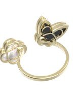 Кольцо из лимонного золота c ониксом и перламутром