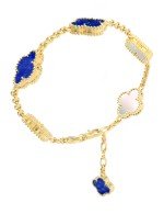 Браслет из лимонного золота c лазуритом и перламутром