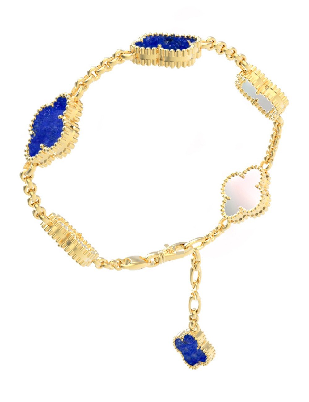 Браслет из лимонного золота c лазуритом и перламутром