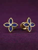 Серьги из лимонного золота c бриллиантами и лазуритом