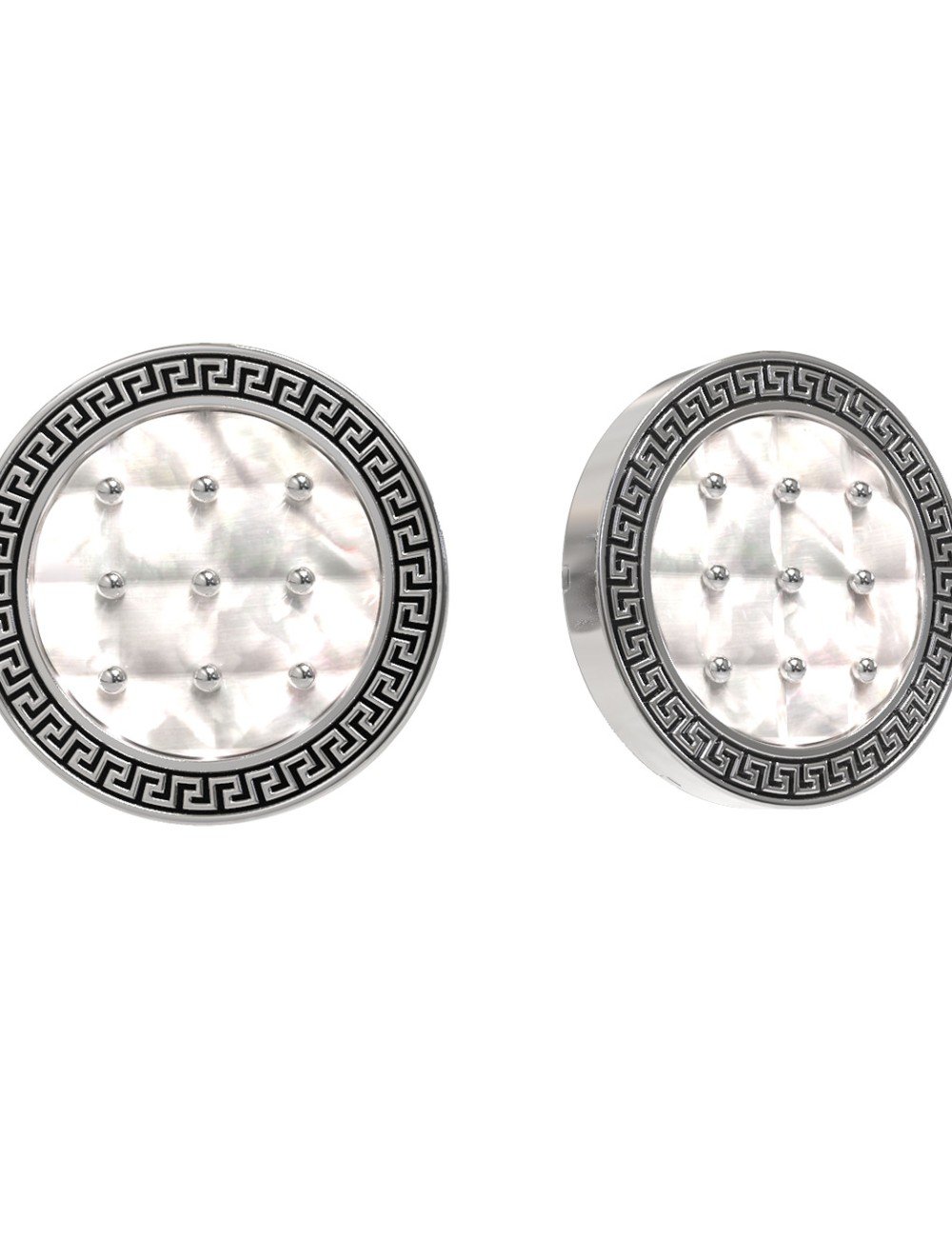 Серьги из белого золота c эмалью и перламутром