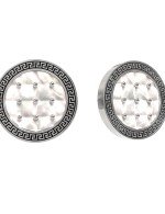 Серьги из белого золота c эмалью и перламутром