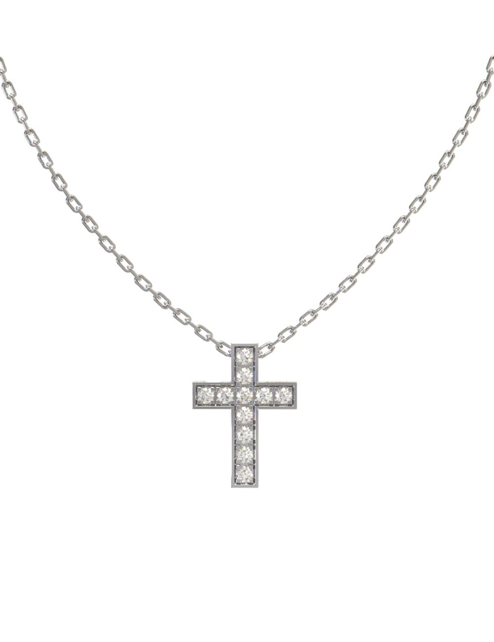 Крест из белого золота c бриллиантами