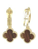 Серьги из лимонного золота c тигровым глазом